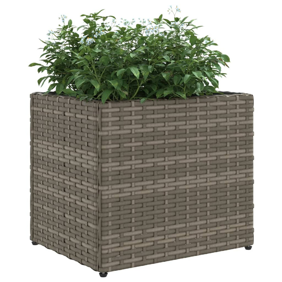 Plantenbak 36x30x32 cm poly rattan grijs