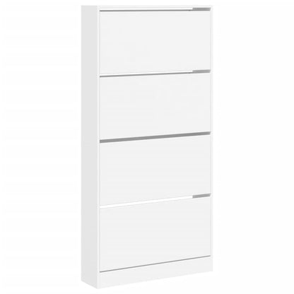 Schoenenkast Met 4 Klaplades 80X2X63,5 Cm Wit 80 x 21 x 163.5 cm