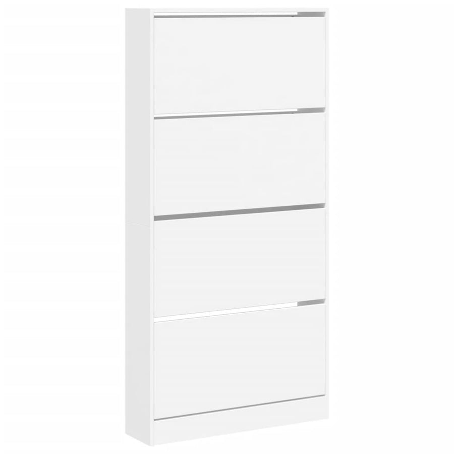Schoenenkast Met 4 Klaplades 80X2X63,5 Cm Wit 80 x 21 x 163.5 cm