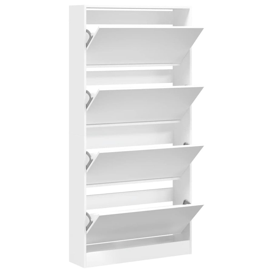 Schoenenkast Met 4 Klaplades 80X2X63,5 Cm Wit 80 x 21 x 163.5 cm