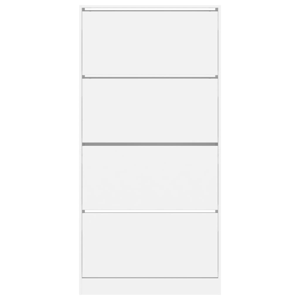 Schoenenkast Met 4 Klaplades 80X2X63,5 Cm Wit 80 x 21 x 163.5 cm