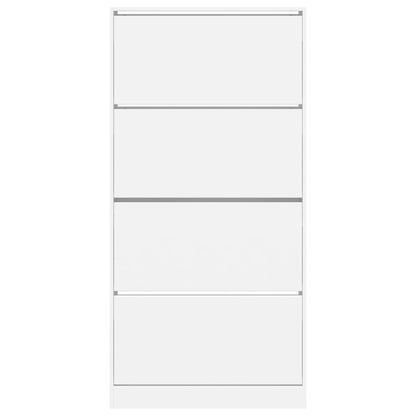 Schoenenkast Met 4 Klaplades 80X2X63,5 Cm Wit 80 x 21 x 163.5 cm