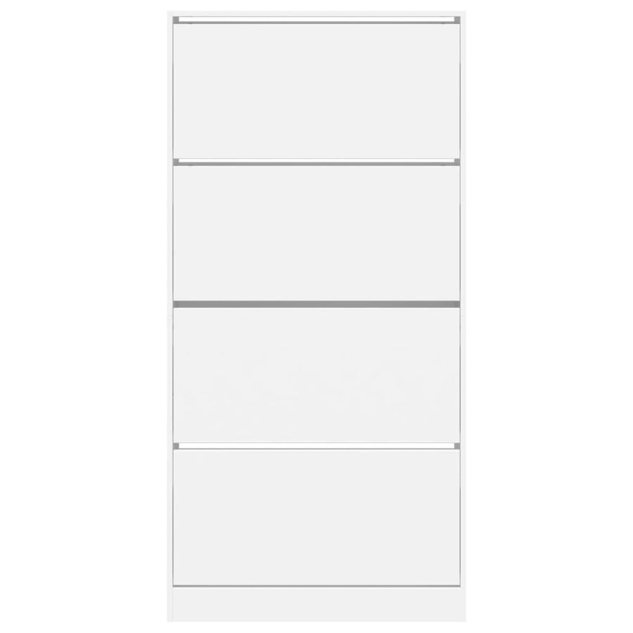 Schoenenkast Met 4 Klaplades 80X2X63,5 Cm Wit 80 x 21 x 163.5 cm