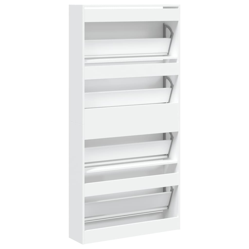 Schoenenkast Met 4 Klaplades 80X2X63,5 Cm Wit 80 x 21 x 163.5 cm