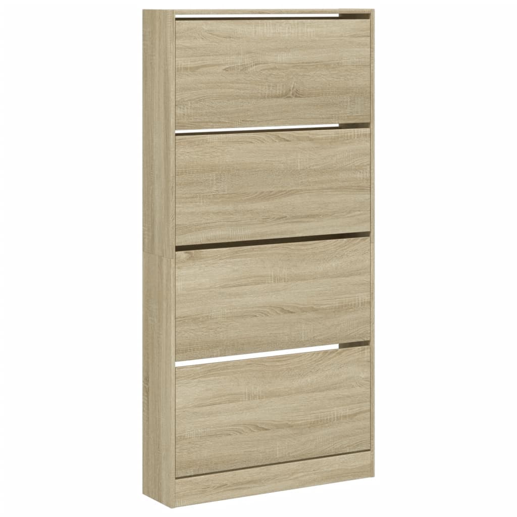 Schoenenkast Met 4 Klaplades 80X2X63,5 Cm Kleurig Sonoma Eiken 80 x 21 x 163.5 cm