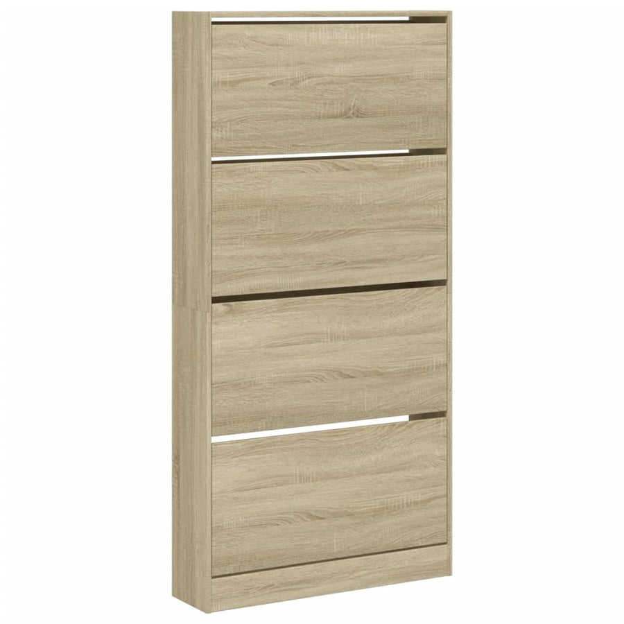 Schoenenkast Met 4 Klaplades 80X2X63,5 Cm Kleurig Sonoma Eiken 80 x 21 x 163.5 cm