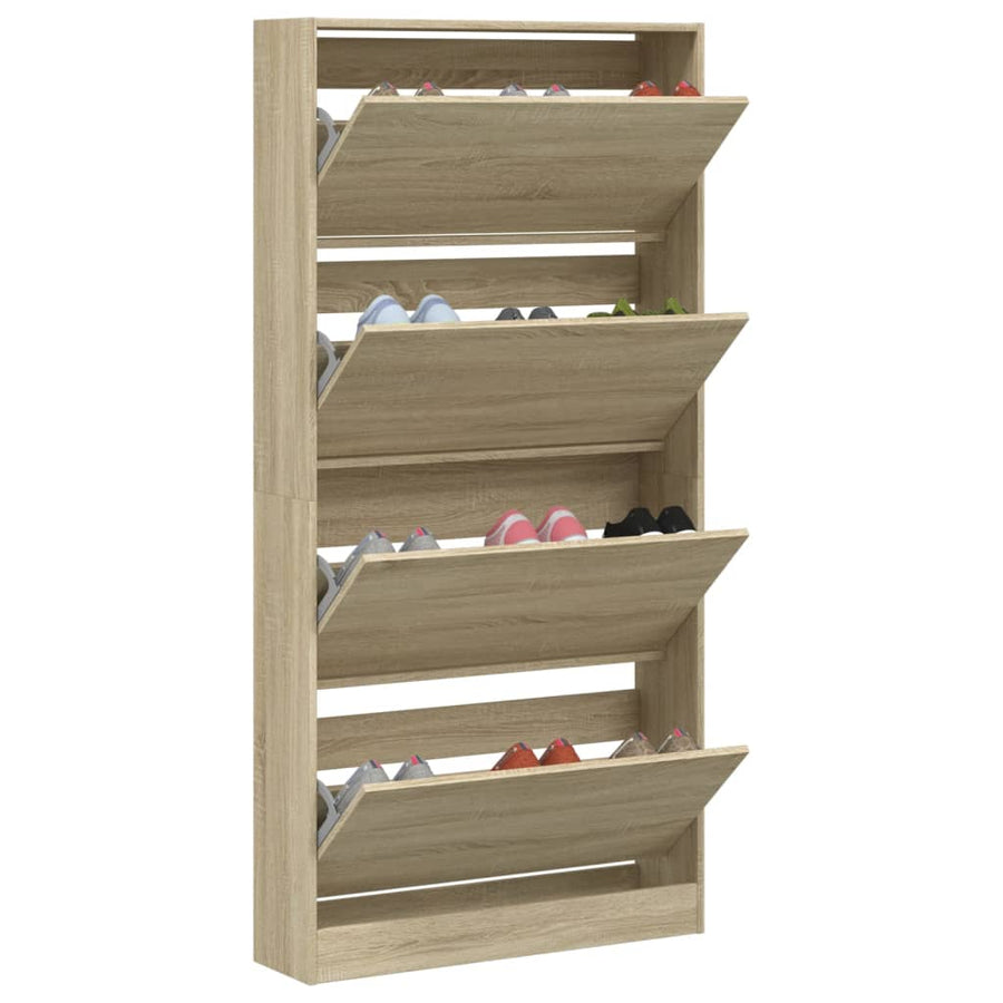 Schoenenkast Met 4 Klaplades 80X2X63,5 Cm Kleurig Sonoma Eiken 80 x 21 x 163.5 cm