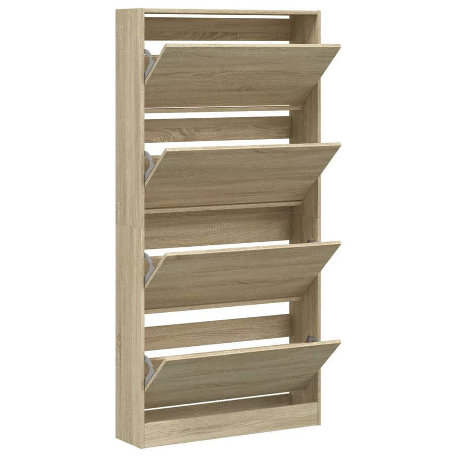 Schoenenkast Met 4 Klaplades 80X2X63,5 Cm Kleurig Sonoma Eiken 80 x 21 x 163.5 cm