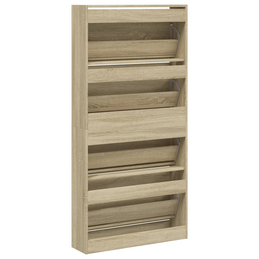 Schoenenkast Met 4 Klaplades 80X2X63,5 Cm Kleurig Sonoma Eiken 80 x 21 x 163.5 cm