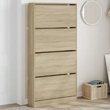 Schoenenkast Met 4 Klaplades 80X2X63,5 Cm Kleurig Sonoma Eiken 80 x 21 x 163.5 cm