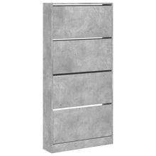 Schoenenkast Met 4 Klaplades 80X2X63,5 Cm Betongrijs 80 x 21 x 163.5 cm