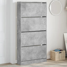 Schoenenkast Met 4 Klaplades 80X2X63,5 Cm Betongrijs 80 x 21 x 163.5 cm