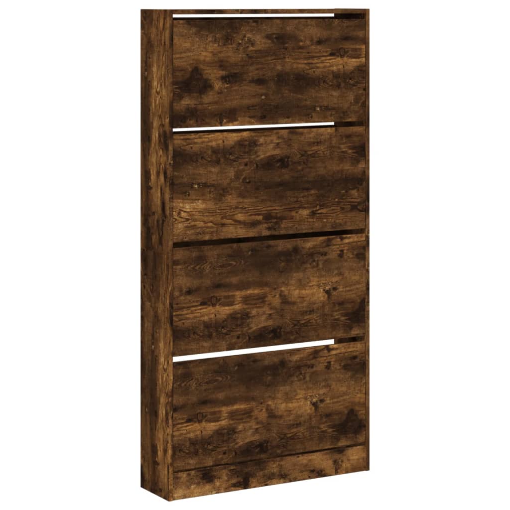 Schoenenkast Met 4 Klaplades 80X2X63,5 Cm Kleur Gerookt Eiken 80 x 21 x 163.5 cm