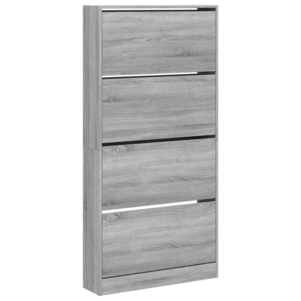 Schoenenkast Met 4 Klaplades 80X2X63,5 Cm Grijs Sonoma 80 x 21 x 163.5 cm