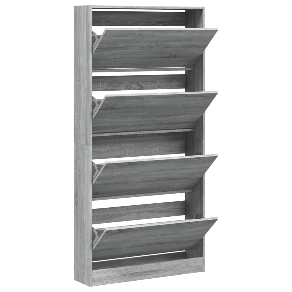 Schoenenkast Met 4 Klaplades 80X2X63,5 Cm Grijs Sonoma 80 x 21 x 163.5 cm