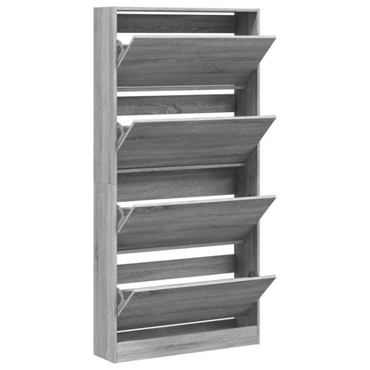 Schoenenkast Met 4 Klaplades 80X2X63,5 Cm Grijs Sonoma 80 x 21 x 163.5 cm
