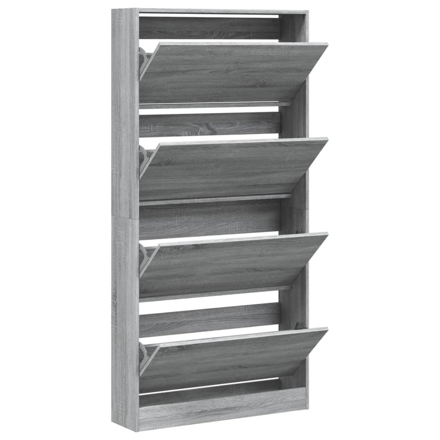 Schoenenkast Met 4 Klaplades 80X2X63,5 Cm Grijs Sonoma 80 x 21 x 163.5 cm