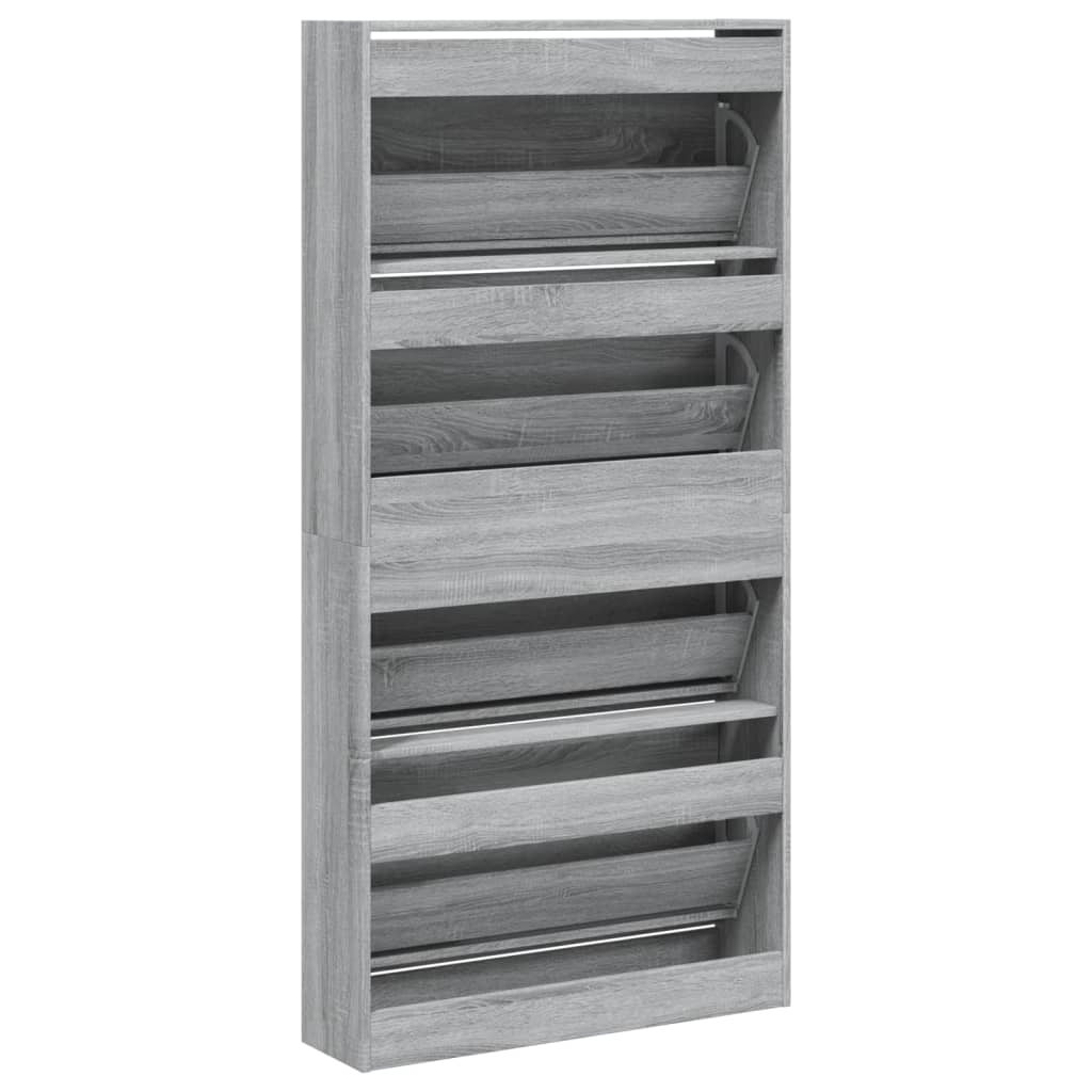 Schoenenkast Met 4 Klaplades 80X2X63,5 Cm Grijs Sonoma 80 x 21 x 163.5 cm
