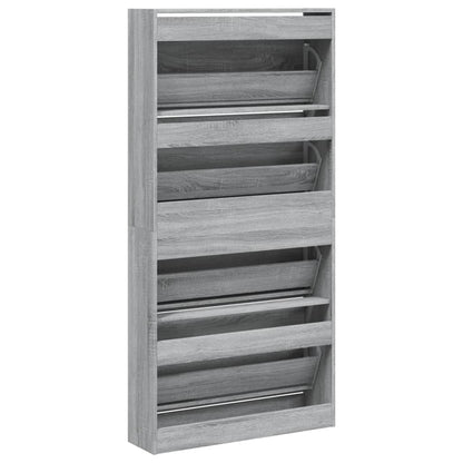 Schoenenkast Met 4 Klaplades 80X2X63,5 Cm Grijs Sonoma 80 x 21 x 163.5 cm