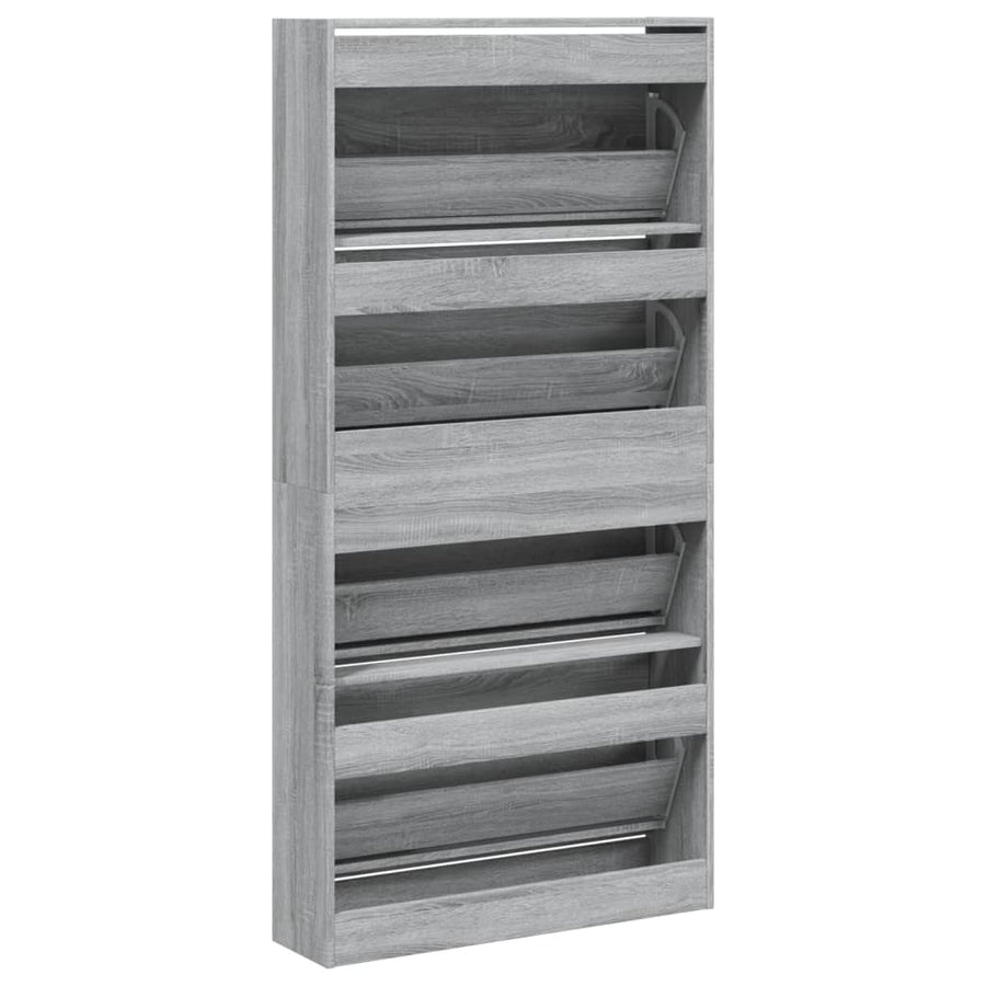 Schoenenkast Met 4 Klaplades 80X2X63,5 Cm Grijs Sonoma 80 x 21 x 163.5 cm