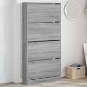 Schoenenkast 80x21x163,5 cm grijs sonoma 4 klaplades