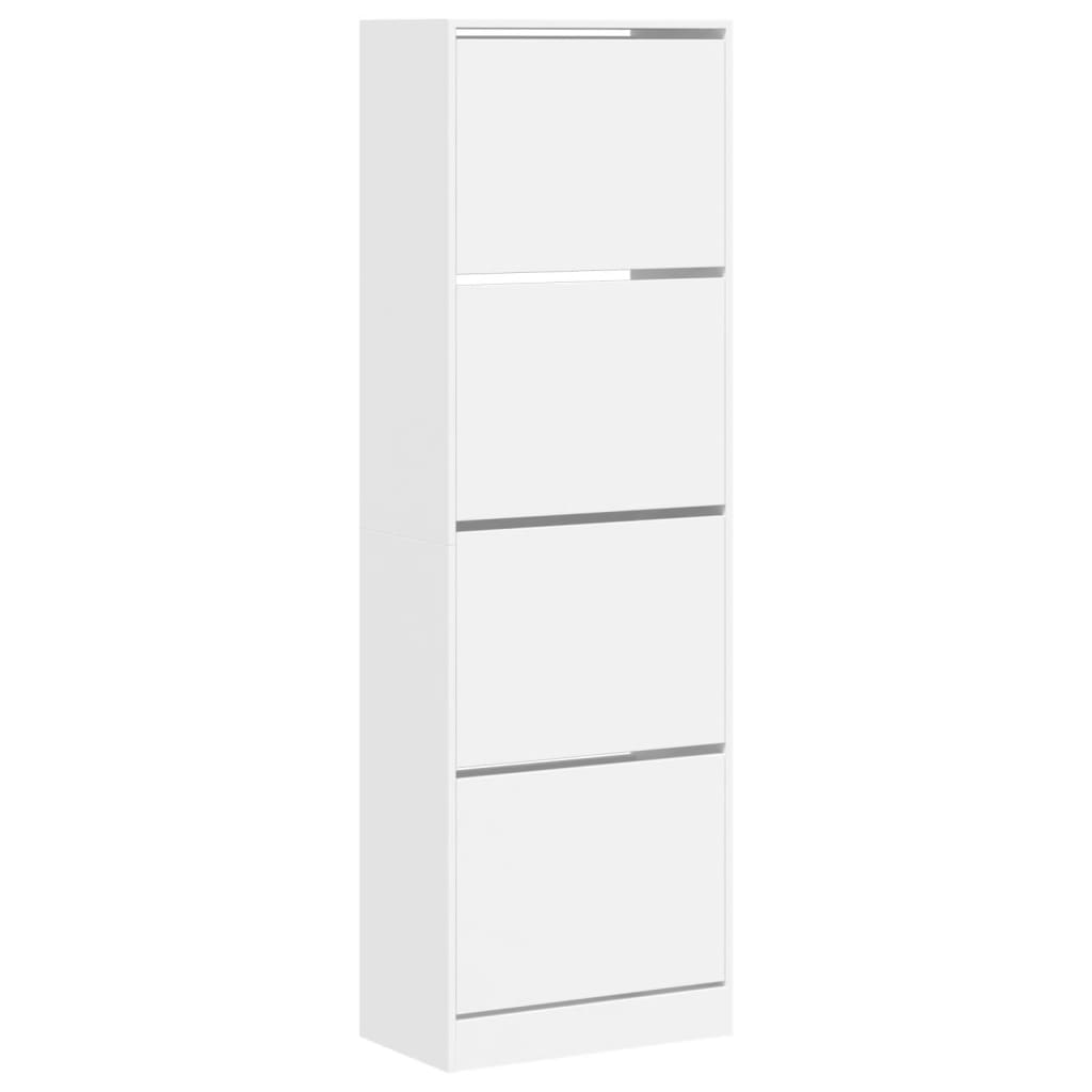 Schoenenkast Met 4 Klaplades 60X34X87,5 Cm Wit 60 x 34 x 187.5 cm