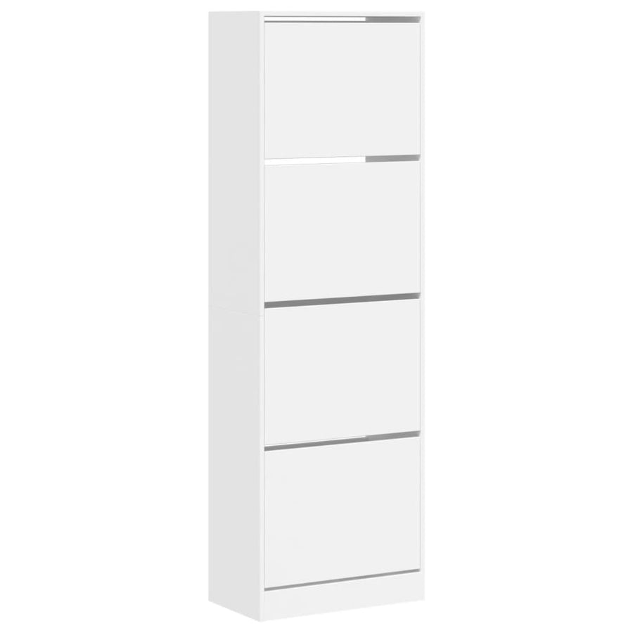 Schoenenkast Met 4 Klaplades 60X34X87,5 Cm Wit 60 x 34 x 187.5 cm