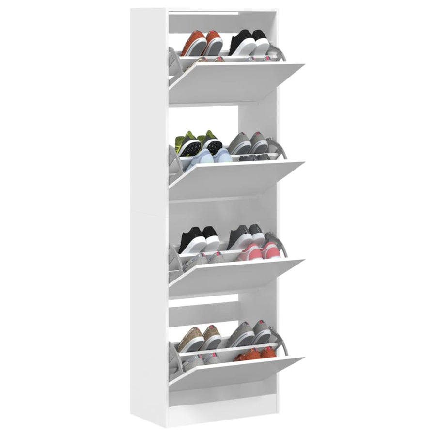 Schoenenkast Met 4 Klaplades 60X34X87,5 Cm Wit 60 x 34 x 187.5 cm