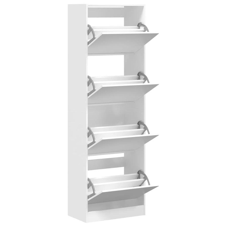 Schoenenkast Met 4 Klaplades 60X34X87,5 Cm Wit 60 x 34 x 187.5 cm