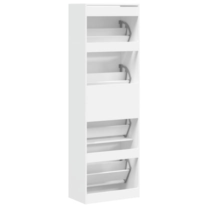 Schoenenkast Met 4 Klaplades 60X34X87,5 Cm Wit 60 x 34 x 187.5 cm