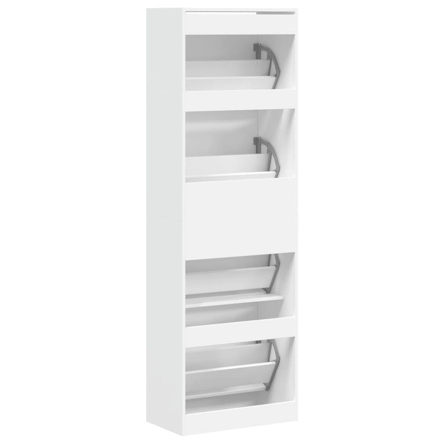 Schoenenkast Met 4 Klaplades 60X34X87,5 Cm Wit 60 x 34 x 187.5 cm