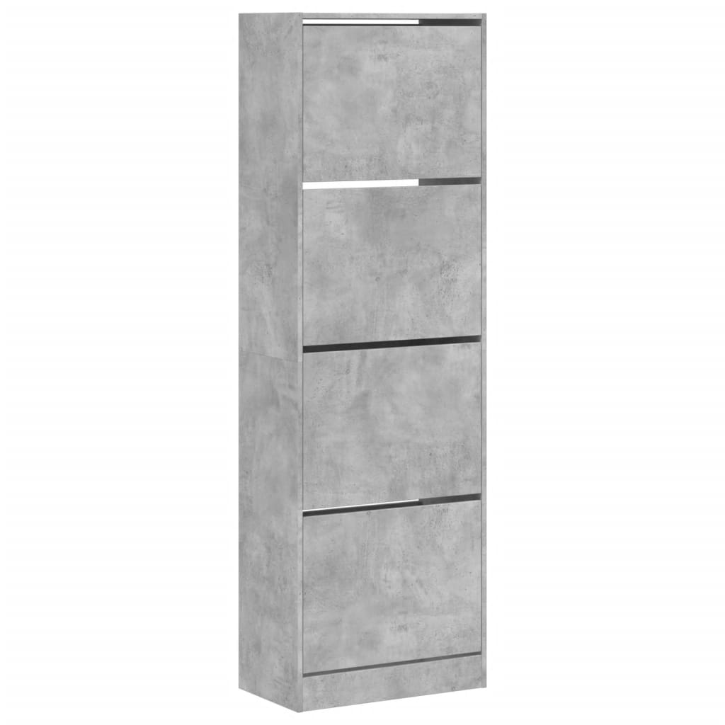 Schoenenkast Met 4 Klaplades 60X34X87,5 Cm Betongrijs 60 x 34 x 187.5 cm