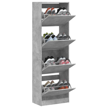 Schoenenkast Met 4 Klaplades 60X34X87,5 Cm Betongrijs 60 x 34 x 187.5 cm
