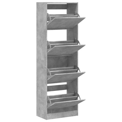 Schoenenkast Met 4 Klaplades 60X34X87,5 Cm Betongrijs 60 x 34 x 187.5 cm