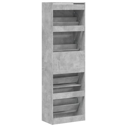 Schoenenkast Met 4 Klaplades 60X34X87,5 Cm Betongrijs 60 x 34 x 187.5 cm