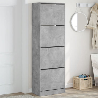 Schoenenkast Met 4 Klaplades 60X34X87,5 Cm Betongrijs 60 x 34 x 187.5 cm