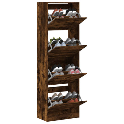 Schoenenkast Met 4 Klaplades 60X34X87,5 Cm Kleur Gerookt Eiken 60 x 34 x 187.5 cm