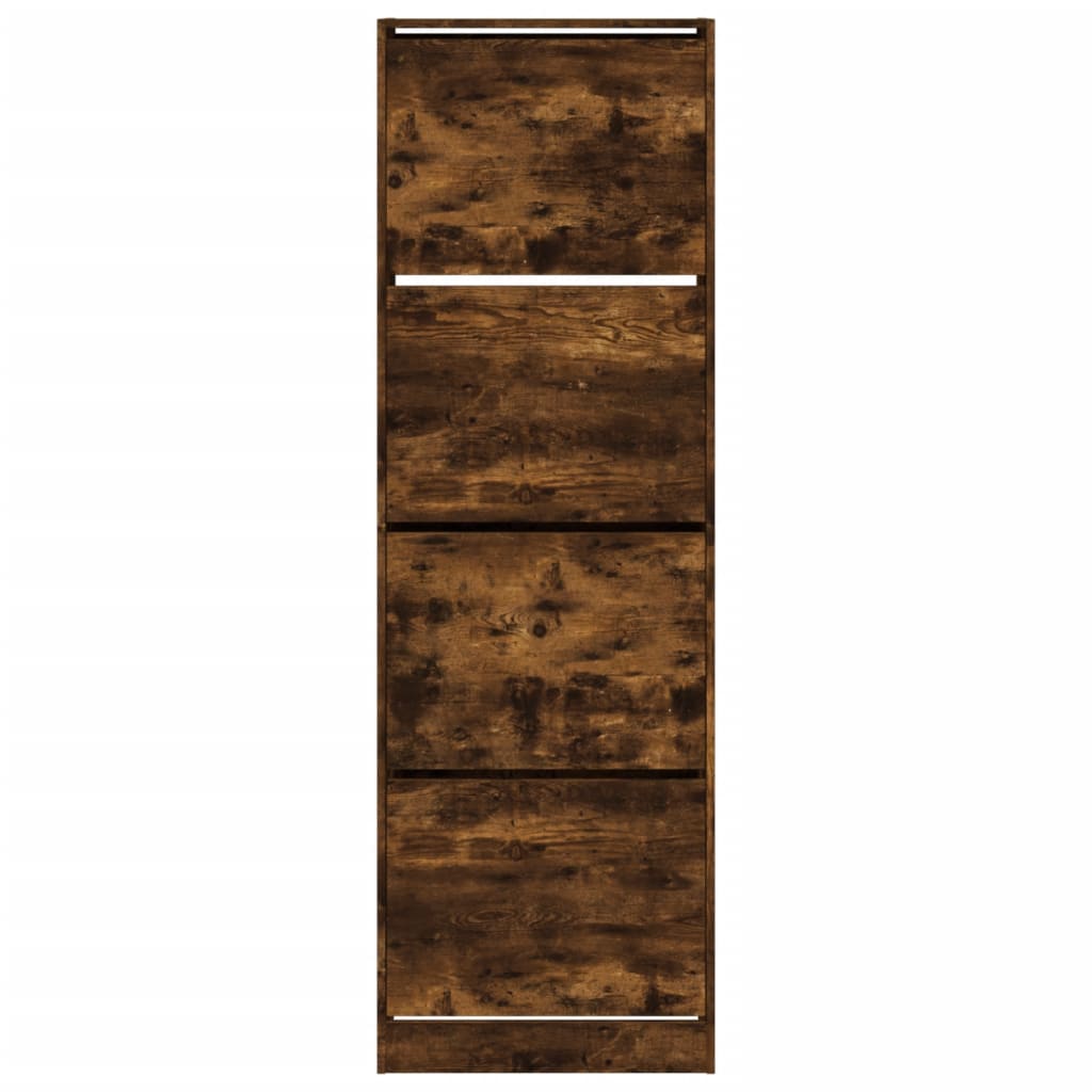 Schoenenkast Met 4 Klaplades 60X34X87,5 Cm Kleur Gerookt Eiken 60 x 34 x 187.5 cm
