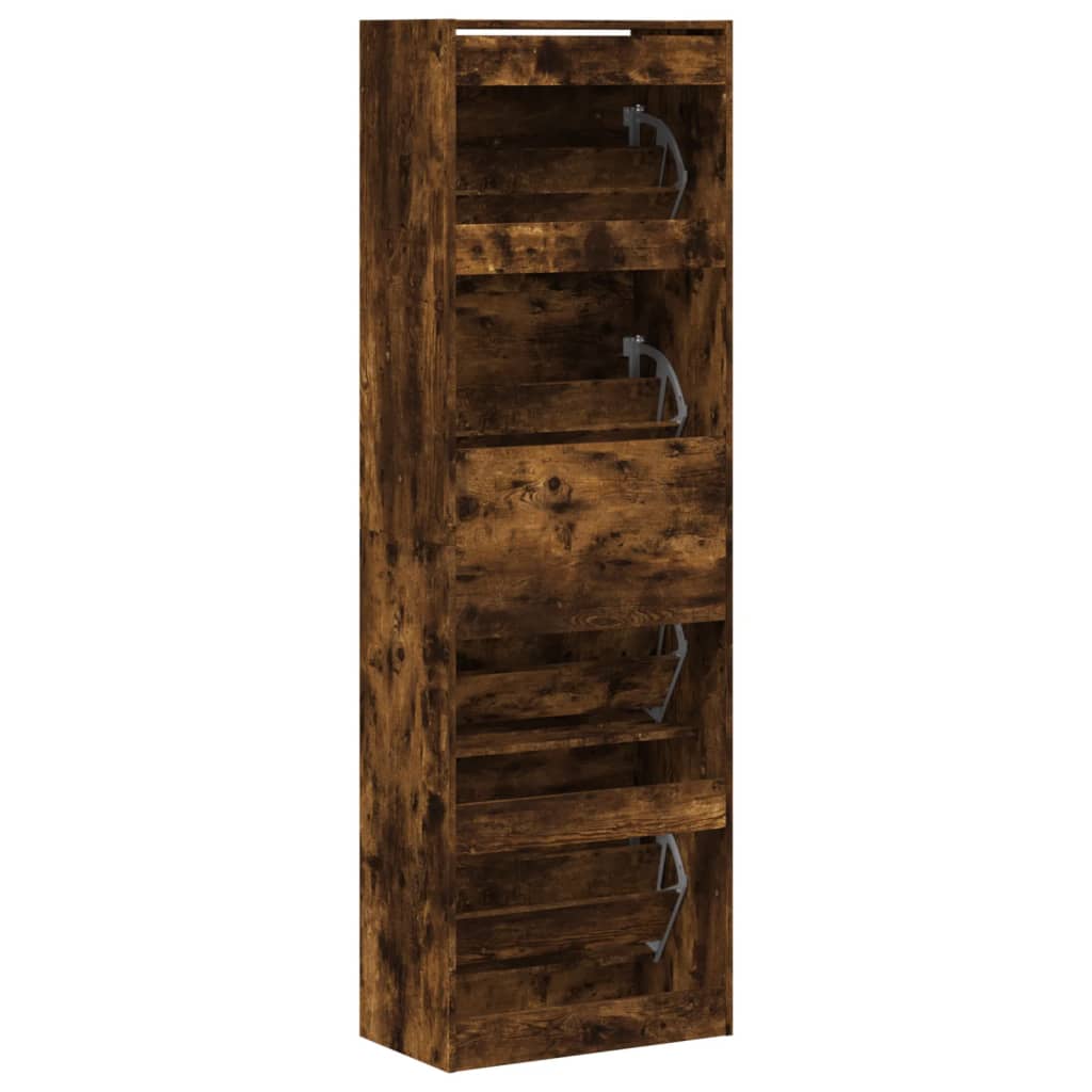Schoenenkast Met 4 Klaplades 60X34X87,5 Cm Kleur Gerookt Eiken 60 x 34 x 187.5 cm
