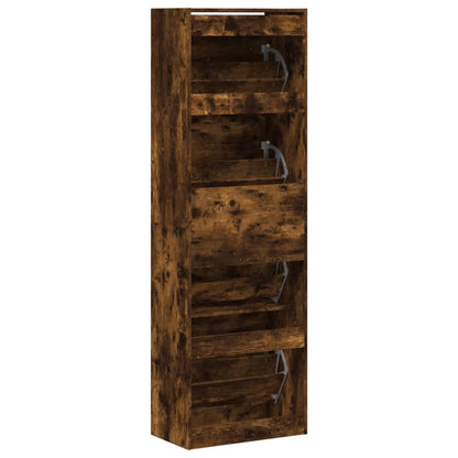 Schoenenkast Met 4 Klaplades 60X34X87,5 Cm Kleur Gerookt Eiken 60 x 34 x 187.5 cm