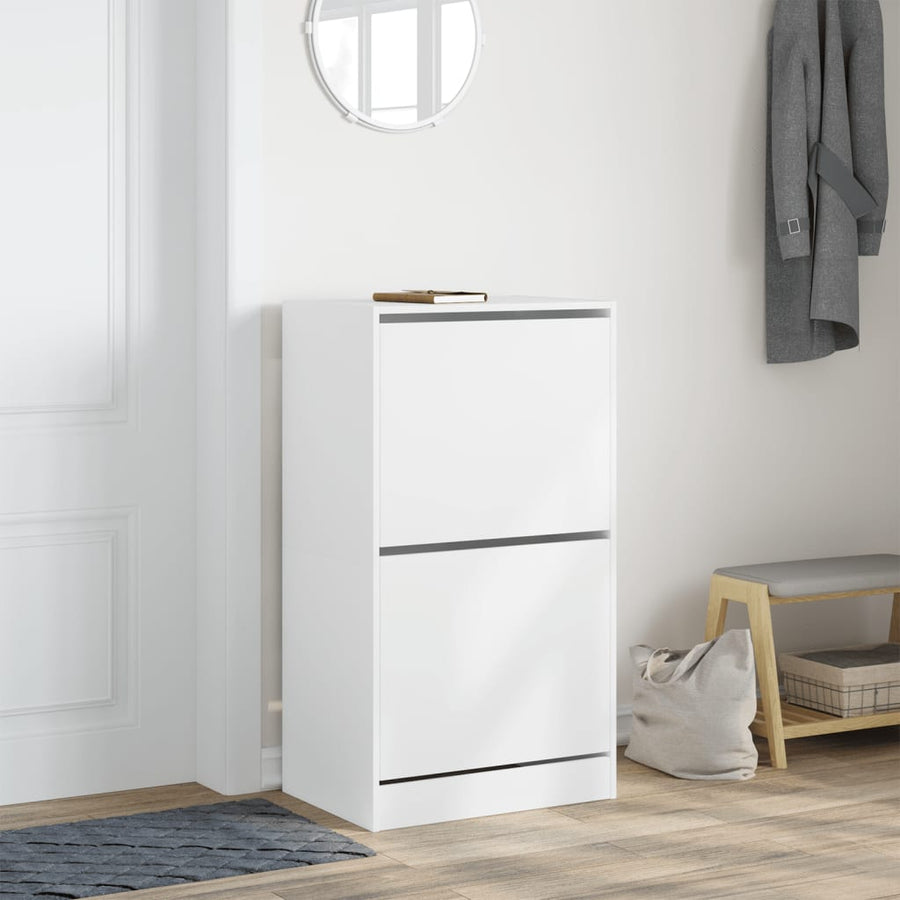 Schoenenkast Met 2 Klaplades Wit 60 x 42 x 108 cm