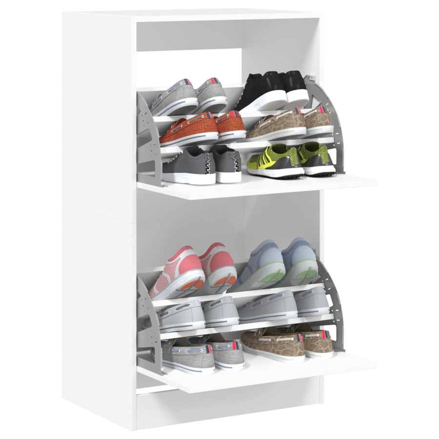 Schoenenkast Met 2 Klaplades Wit 60 x 42 x 108 cm