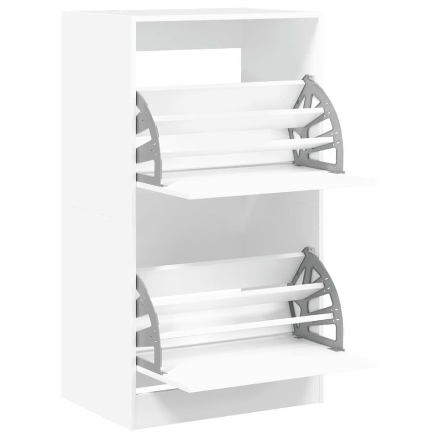 Schoenenkast Met 2 Klaplades Wit 60 x 42 x 108 cm