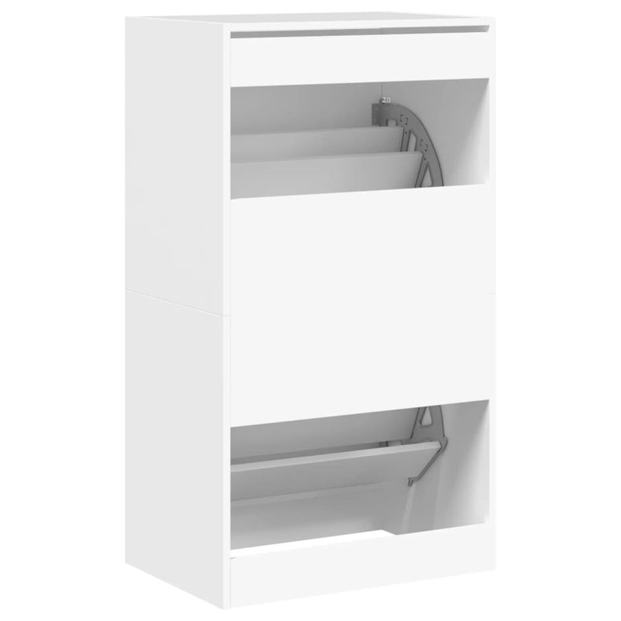 Schoenenkast Met 2 Klaplades Wit 60 x 42 x 108 cm