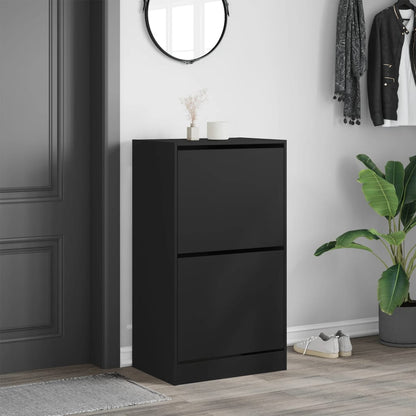 Schoenenkast Met 2 Klaplades Zwart 60 x 42 x 108 cm