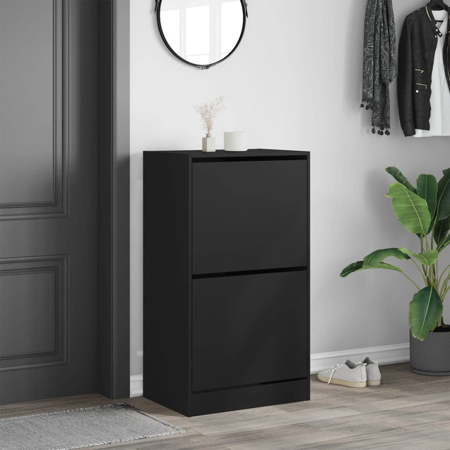 Schoenenkast Met 2 Klaplades Zwart 60 x 42 x 108 cm