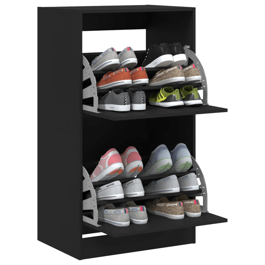 Schoenenkast Met 2 Klaplades Zwart 60 x 42 x 108 cm