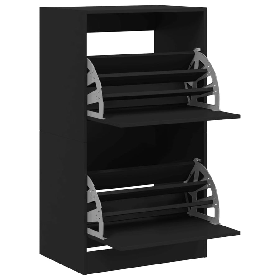 Schoenenkast Met 2 Klaplades Zwart 60 x 42 x 108 cm