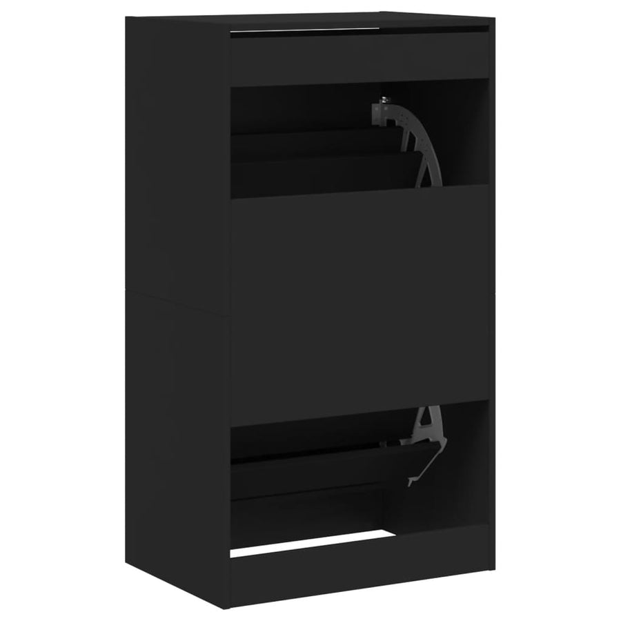 Schoenenkast Met 2 Klaplades Zwart 60 x 42 x 108 cm