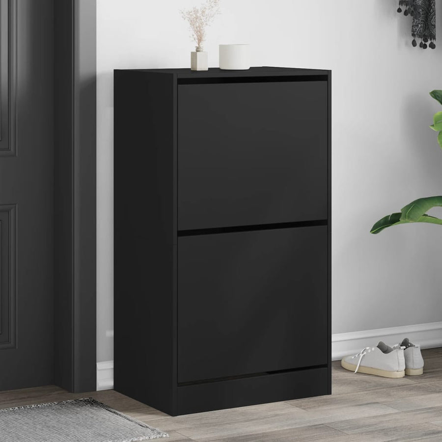 Schoenenkast Met 2 Klaplades Zwart 60 x 42 x 108 cm